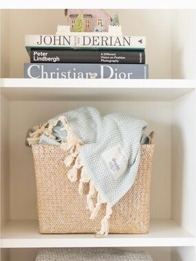 Droplet Home Goods Soft Blue Heart Knit Throw Blanket